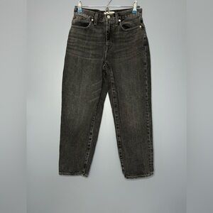 Madewell Baggy Tapered Jeans Womens 27P Faded Black Gray High Rise Relaxed Crop